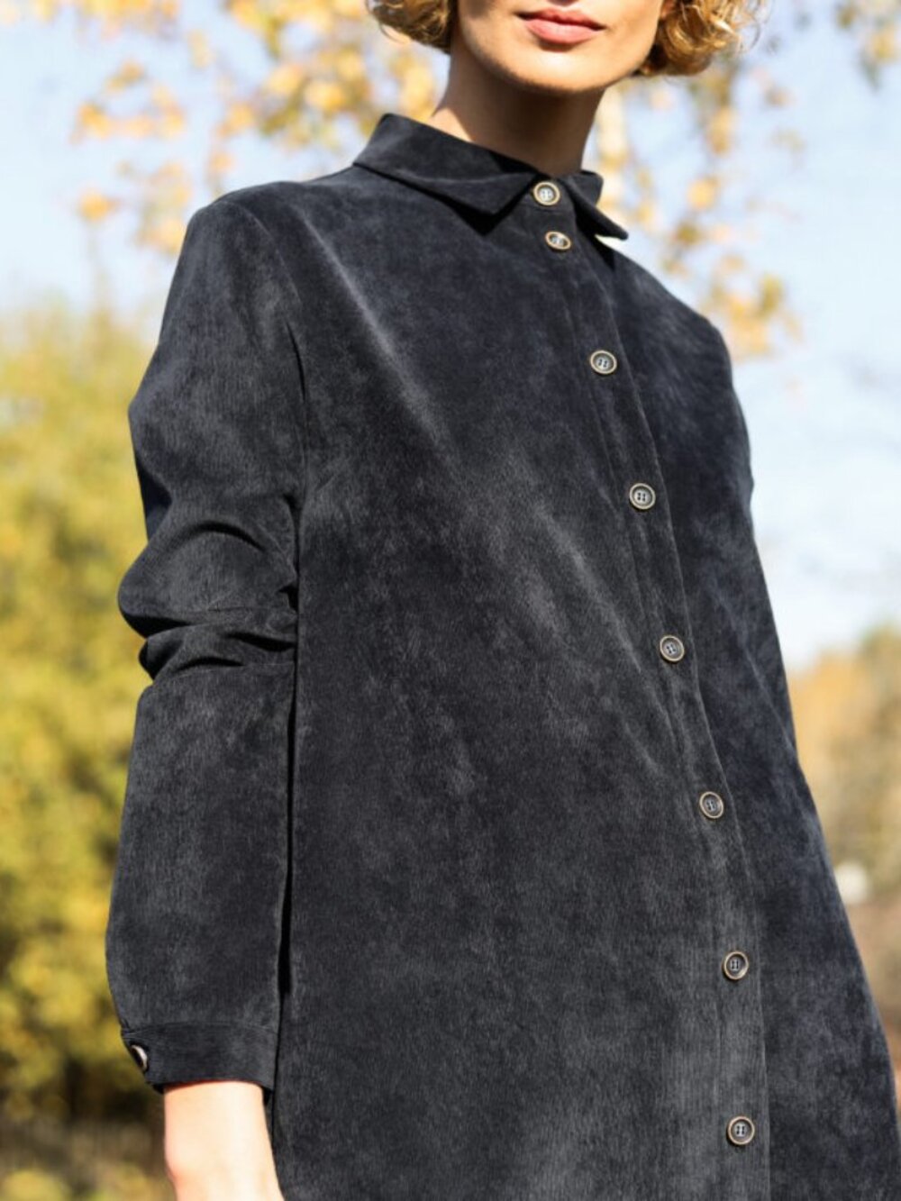 Offon clothing black corduroy shirt dress size M - oversized - Picture 6 of 8